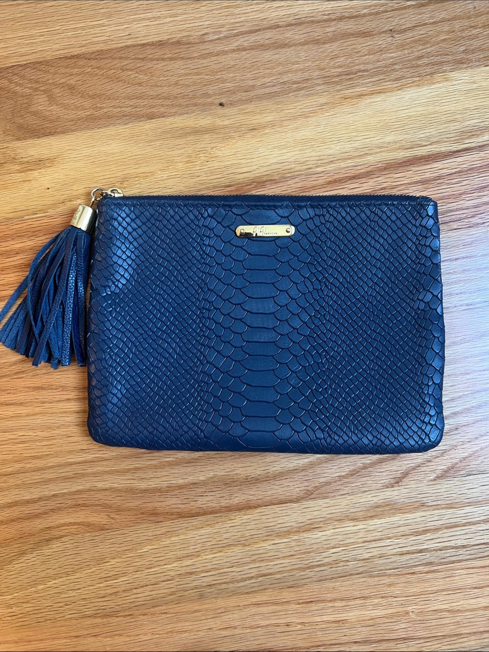 Gigi New York Navy Tassel Clutch